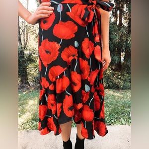 H&M Floral Wrap MIDI Skirt